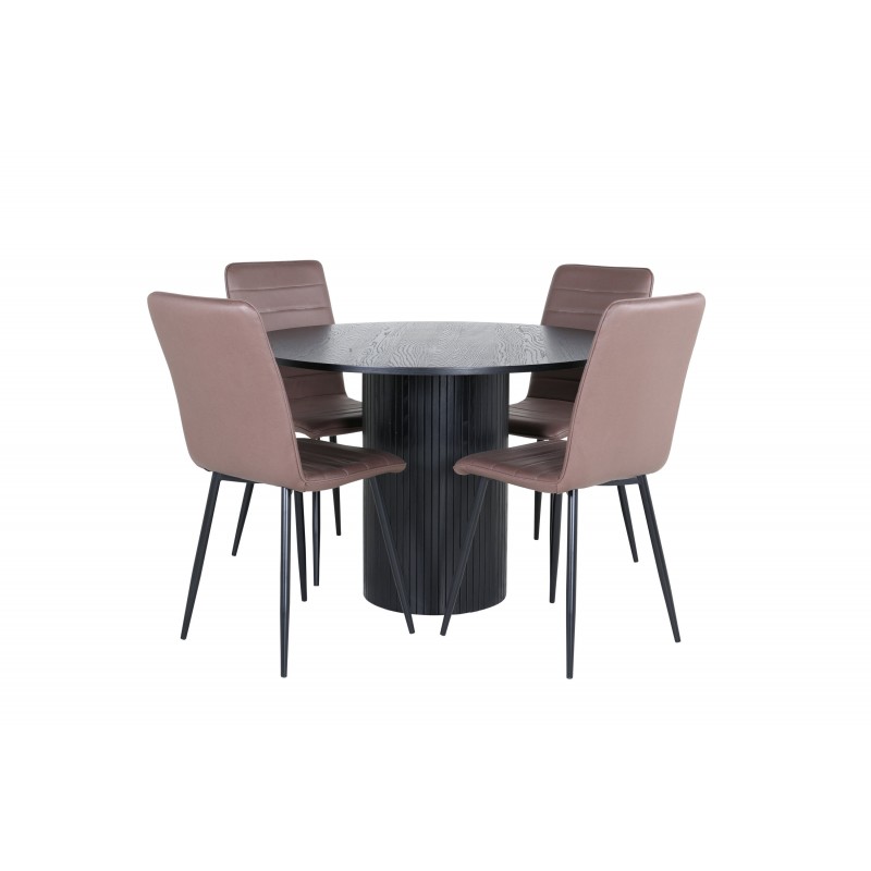 Bianca Rundt Spisebordssæt  - Sort og Brun