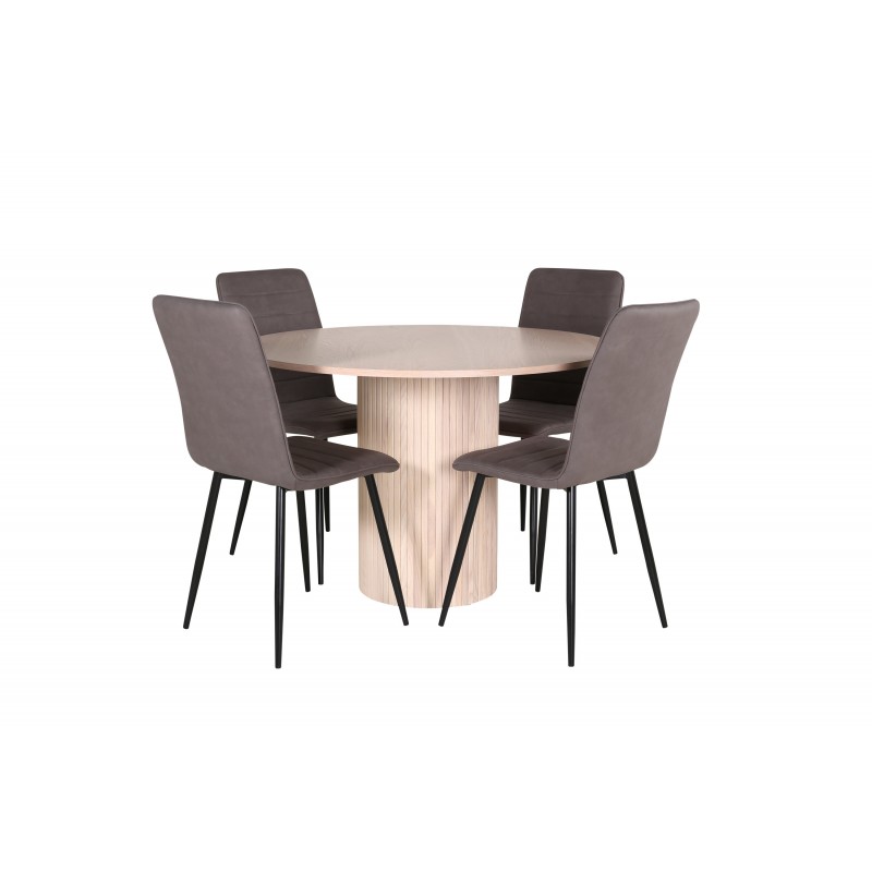 Bianca Rundt Spisebordssæt - Sort, Grå, Natur og Hvid