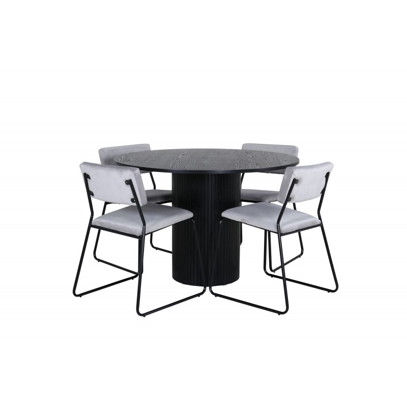 Bianca Rundt Spisebordssæt - Sort og Lysegrå