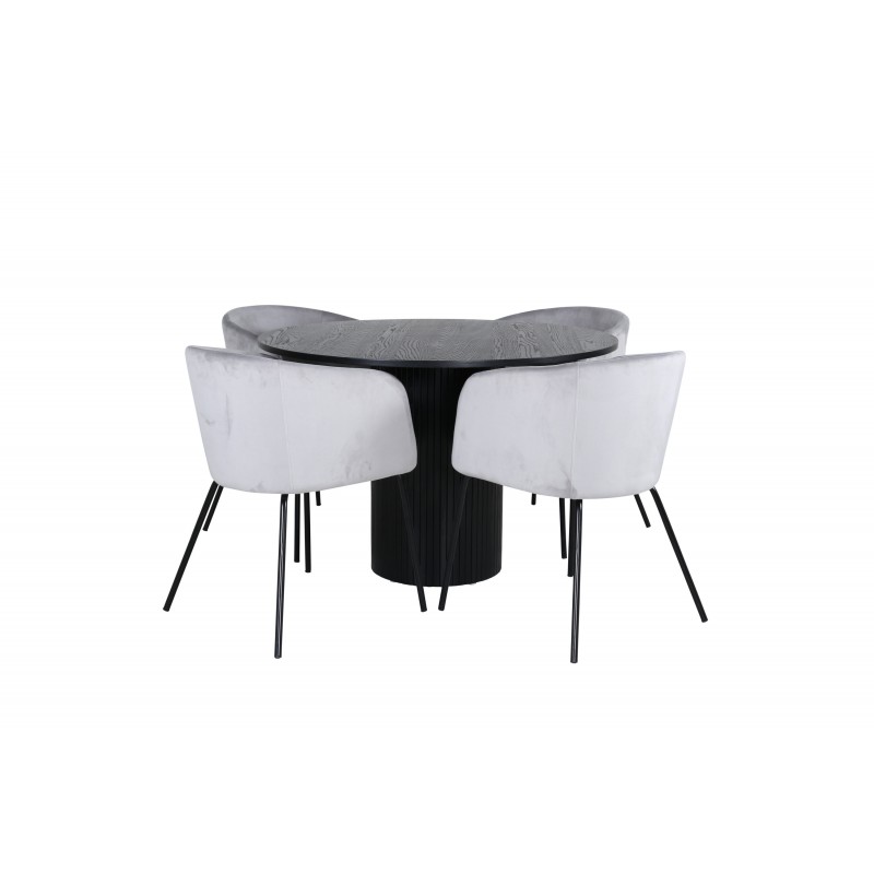Bianca Rundt Spisebordssæt  - Sort og Lysegrå