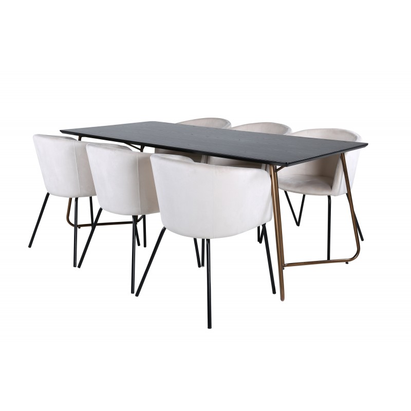 Petra t Spisebordssæt  - Beige og Sort