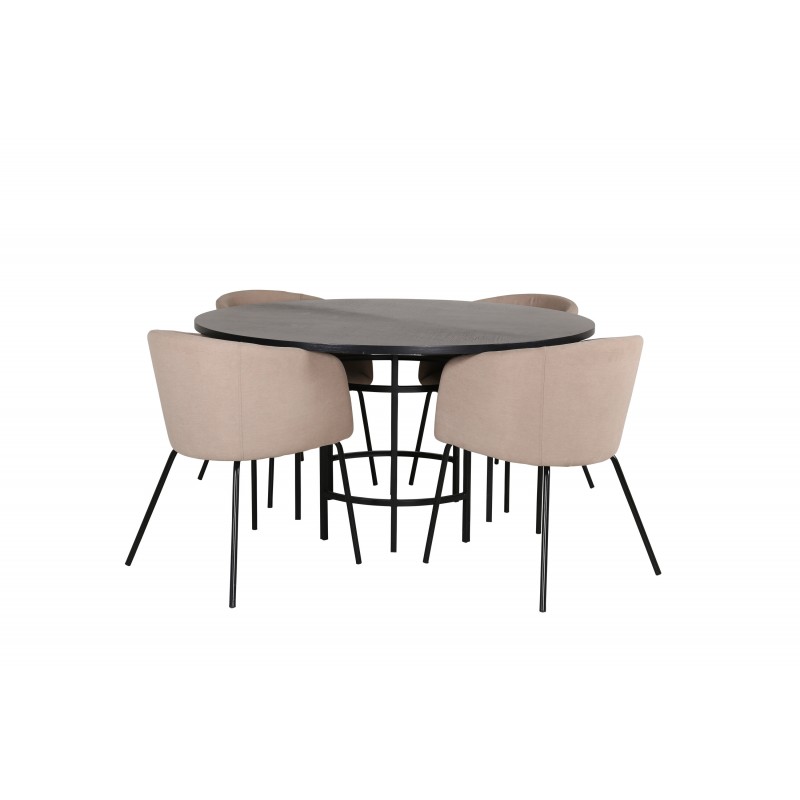 Copenhagen Rundt Spisebordssæt  - Beige og Sort