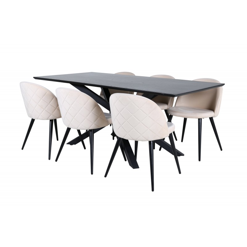 Piazza  Spisebordssæt  - Beige og Sort