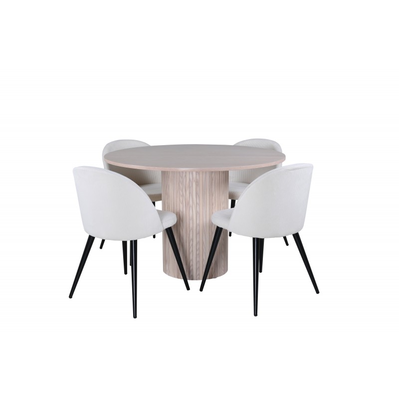 Bianca Rundt Spisebordssæt - Beige og Sort