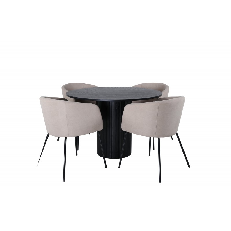 Bianca Rundt Spisebordssæt  - Beige og Sort