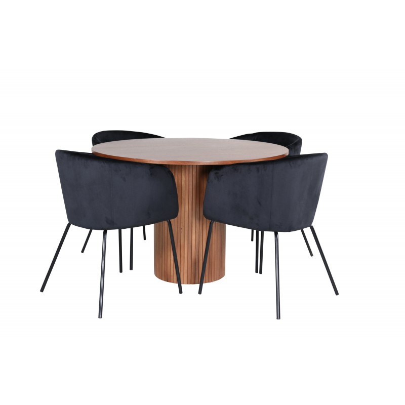 Bianca Rundt Spisebordssæt  - Sort og Natur