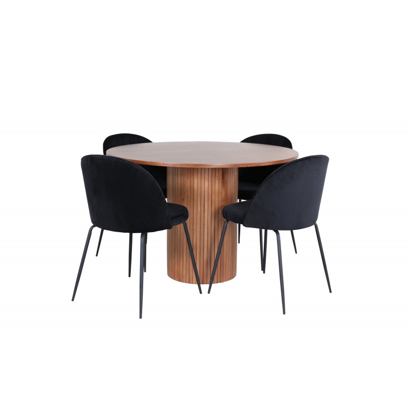 Bianca Rundt Spisebordssæt  - Sort og Natur