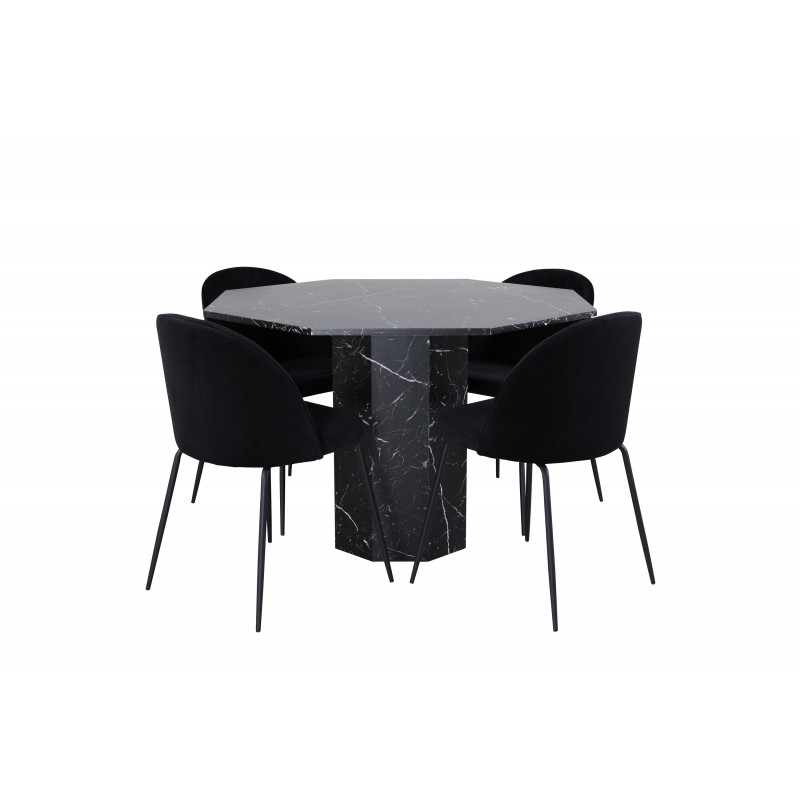 Marbs Rundt Spisebordssæt  - Sort
