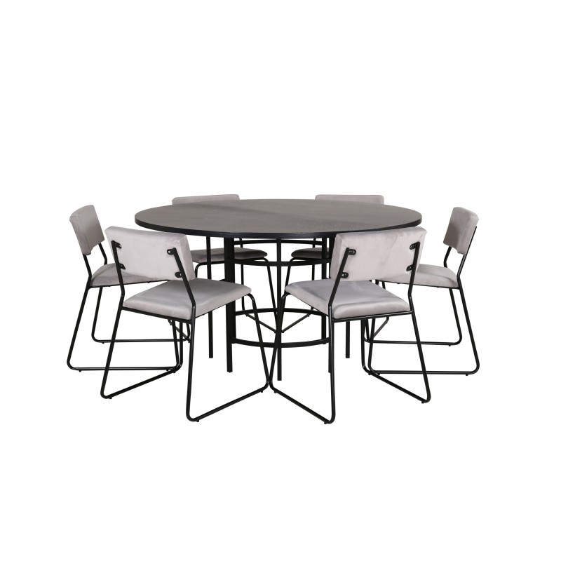 Copenhagen Rundt Spisebordssæt  - Sort og Grå