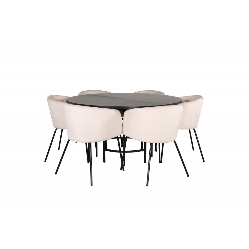 Copenhagen Rundt Spisebordssæt  - Beige og Sort