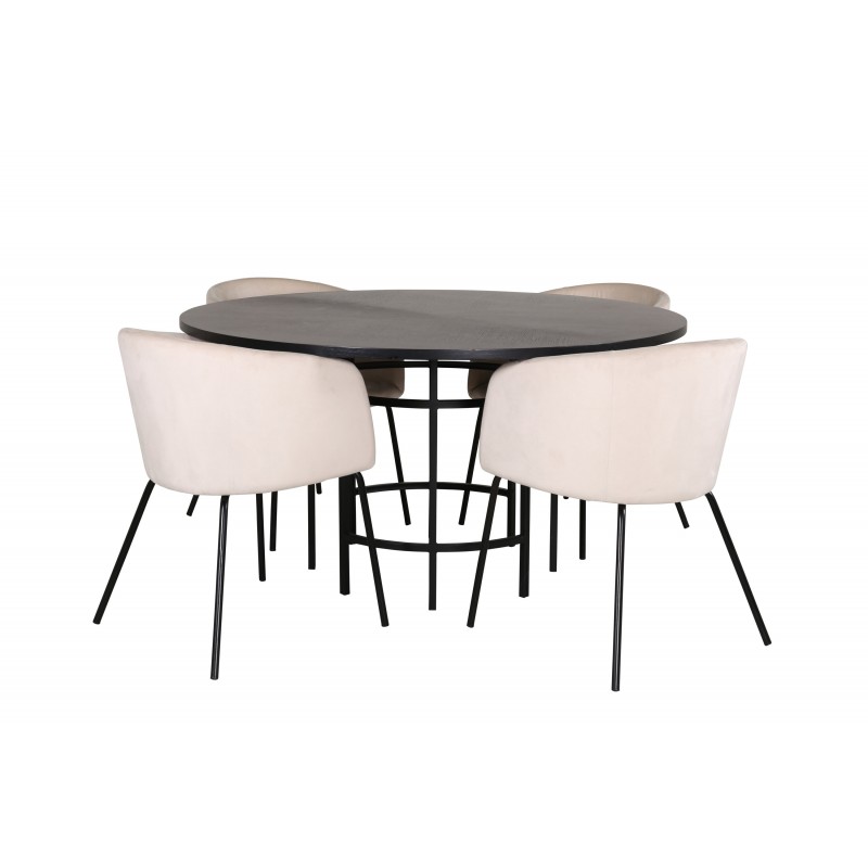 Copenhagen Rundt Spisebordssæt - Beige og Sort