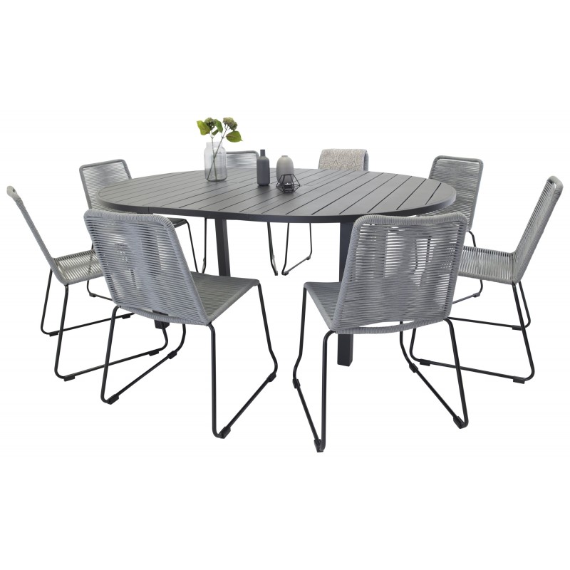 Marbella Rundt Loungesæt - Havemøbelsæt - Sort,Grå