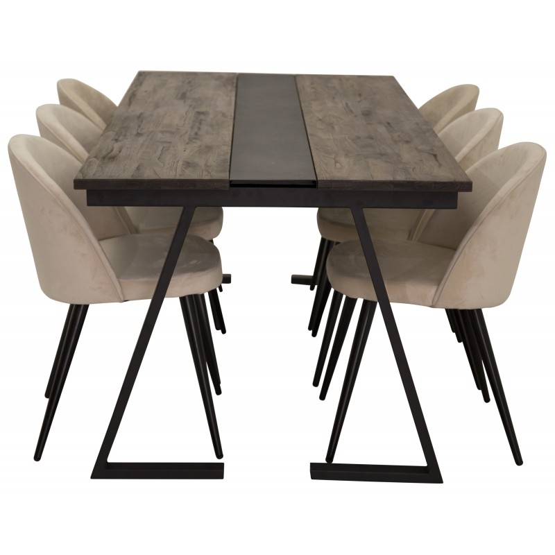 Jakarta t Spisebordssæt  - Beige, Sort og Natur