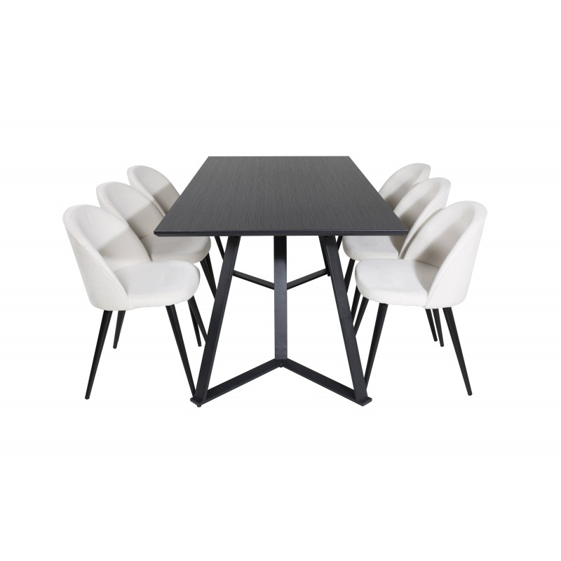 Marina  Spisebordssæt  - Beige og Sort