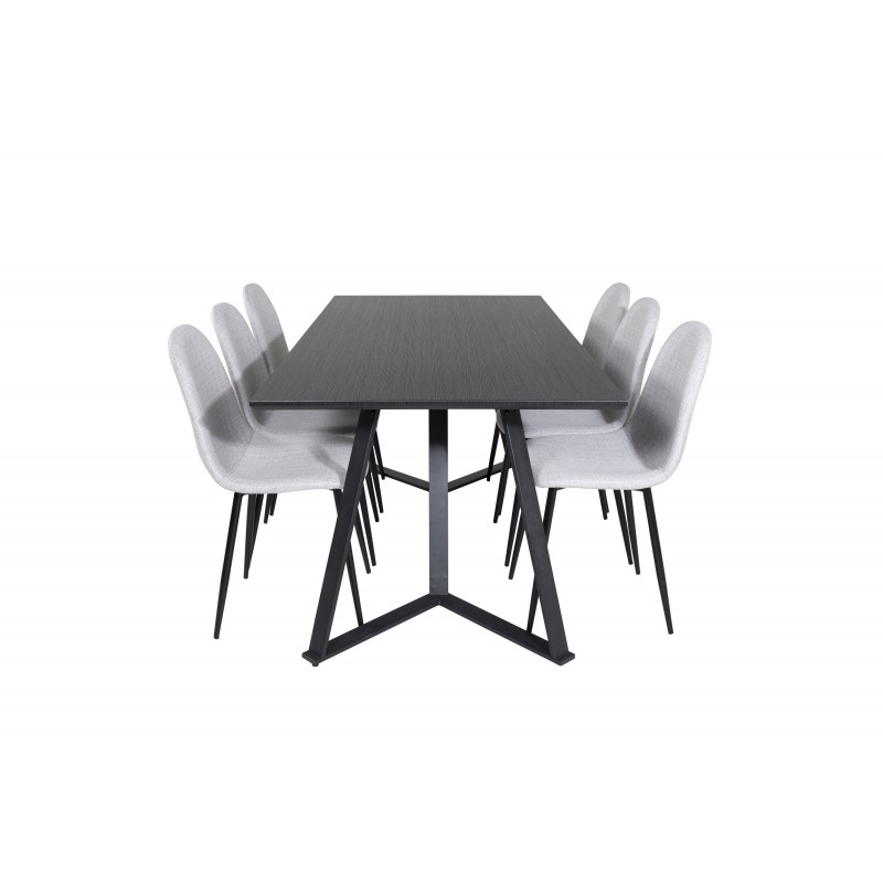 Marina  Spisebordssæt  - Sort og Lysegrå