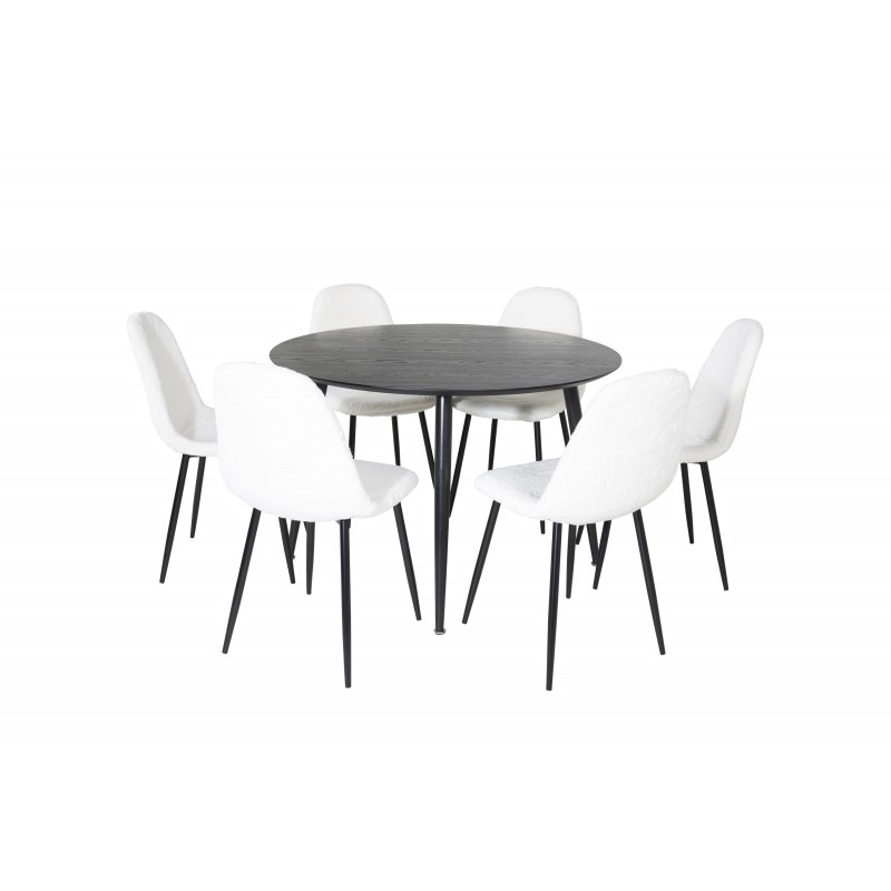 Dipp Rundt Spisebordssæt - Sort og Hvid