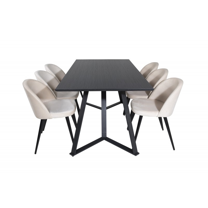 Marina  Spisebordssæt  - Beige og Sort