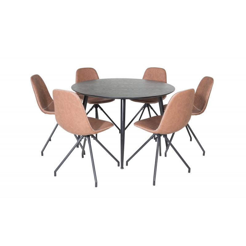 Dipp Rundt Spisebordssæt - Sort og Brun