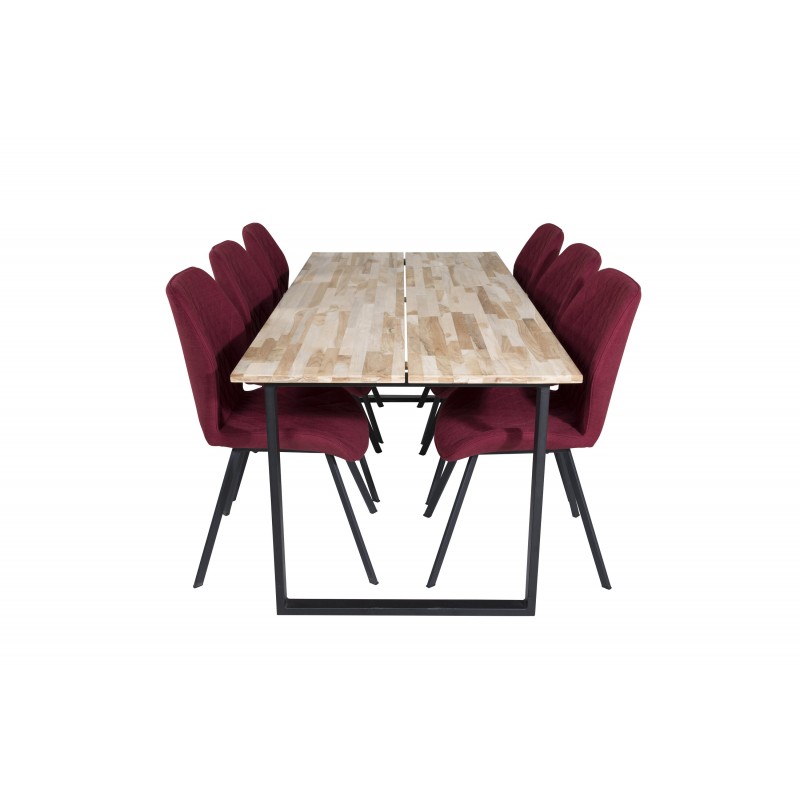 Cirebon Spisebordssæt - Sort og Natur og Rød