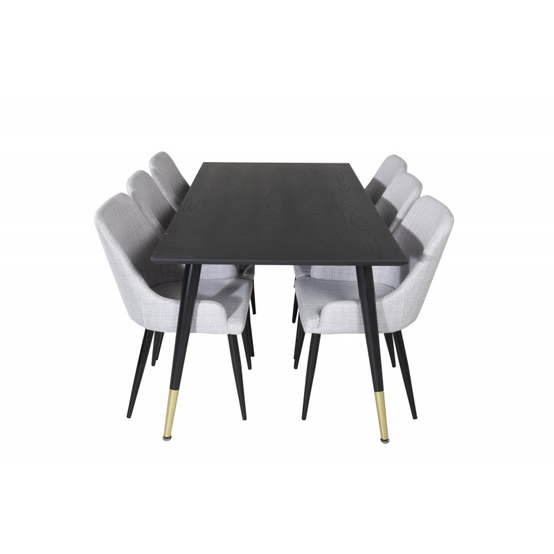 Dipp  Spisebordssæt  - Sort, Messing og Lysegrå