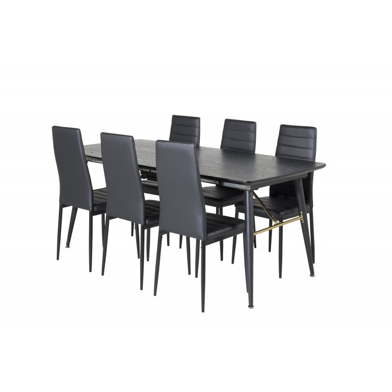 Guld t Spisebordssæt - Sort og Messing