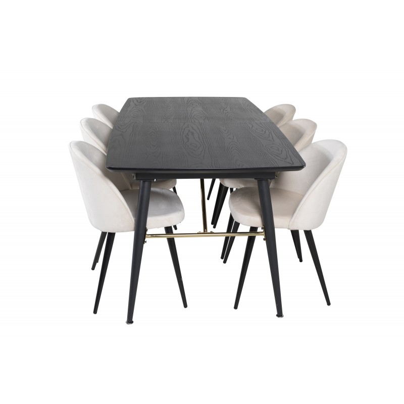 Guld t Spisebordssæt  - Beige og Sort