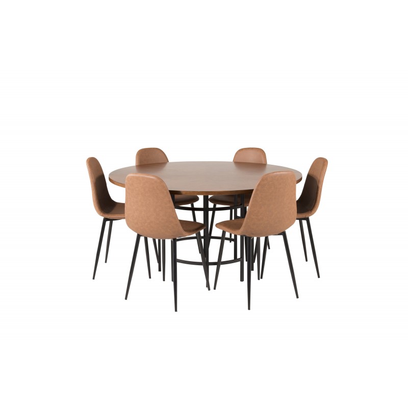 Copenhagen Rundt Spisebordssæt  - Sort og Brun