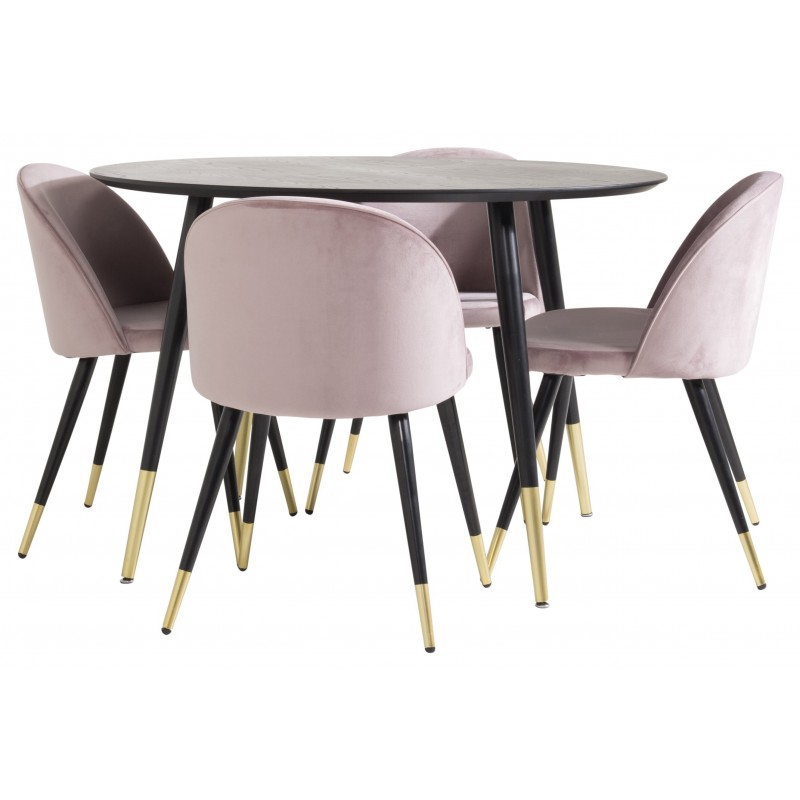 Dipp Rundt Spisebordssæt  - Sort, Messing Grå