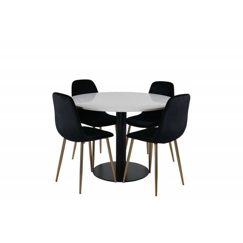 Razzia Rundt Spisebordssæt - Sort, Messing og Hvid