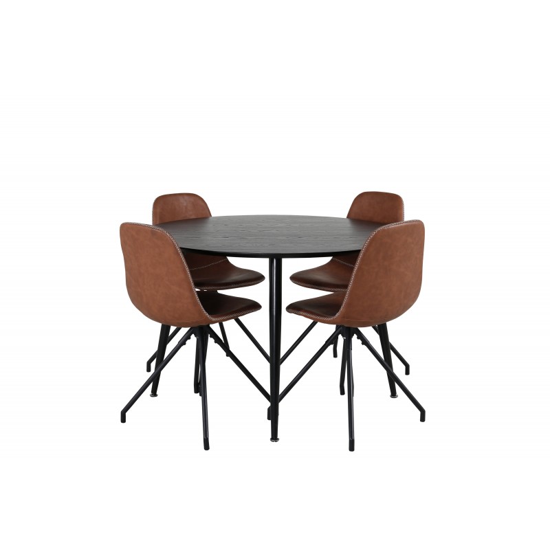 Dipp Rundt Spisebordssæt  - Sort og Brun
