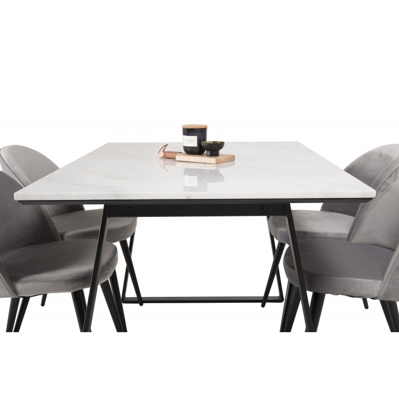 Estelle e Spisestuesæt  - Sort, Lysegrå og Hvid