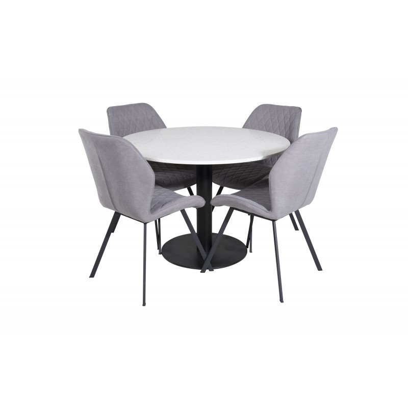 Razzia Rundt Spisebordssæt - Sort Grå og Hvid
