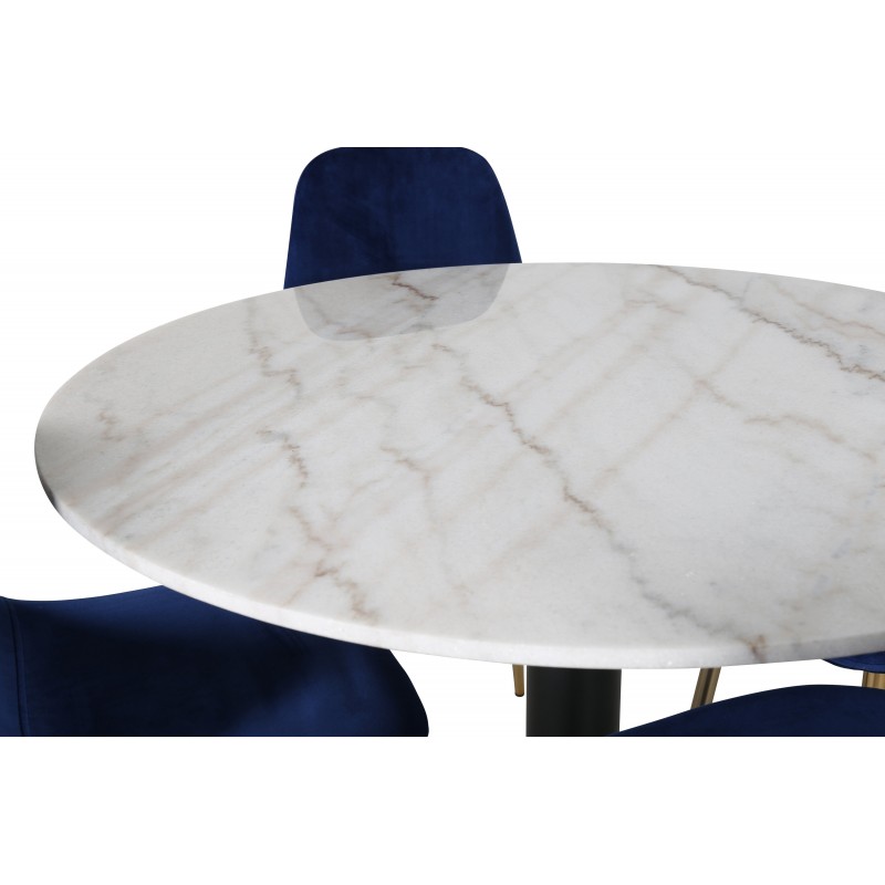 Estelle Rundt Spisebordssæt  - Sort, Blå og Hvid