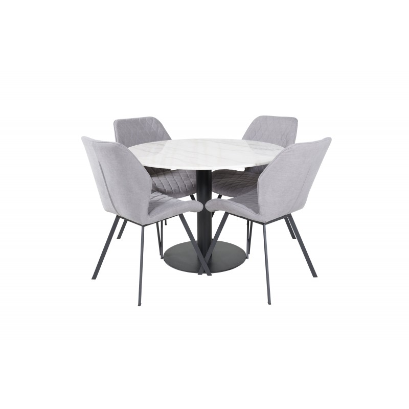 Estelle Rundt Spisebordssæt  - Sort Grå og Hvid