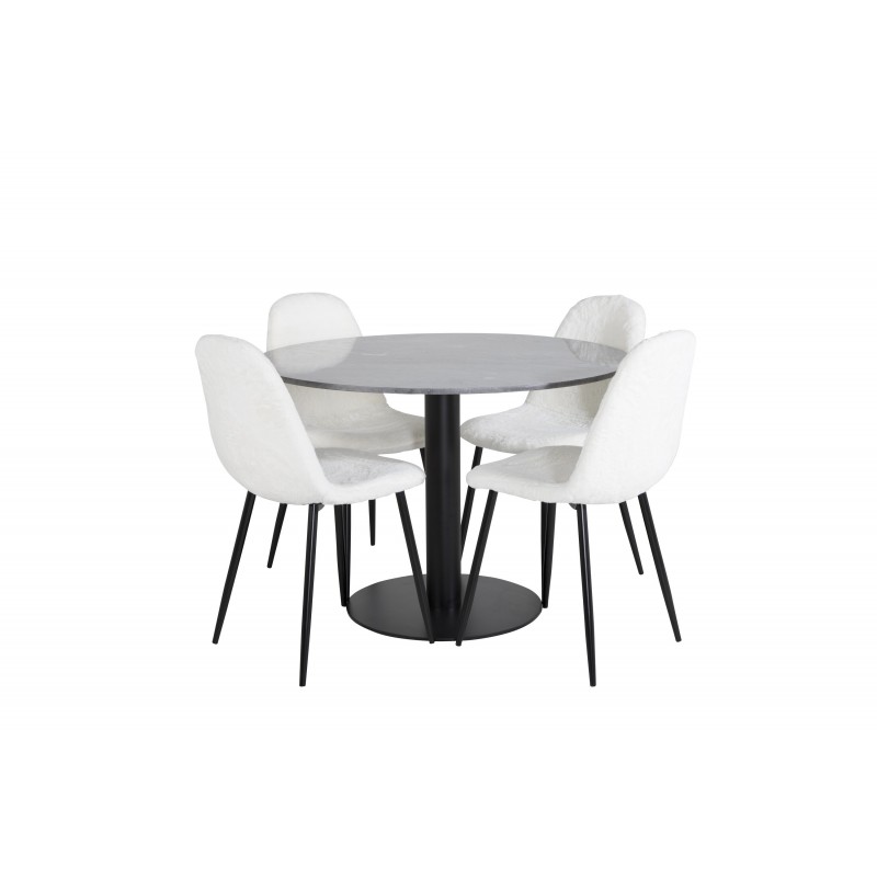 Estelle Rundt Spisebordssæt - Sort og Hvid