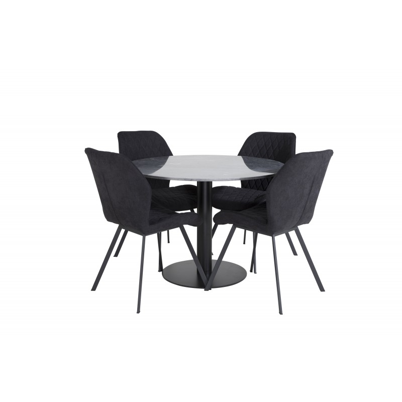 Estelle Rundt Spisebordssæt  - Sort
