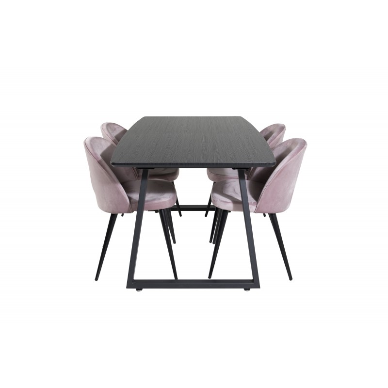 Inca t Spisebordssæt  - Sort og Pink