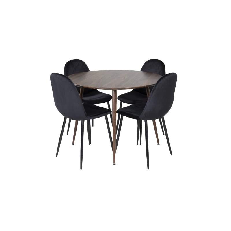 Plaza Rundt Spisebordssæt  - Sort og Natur