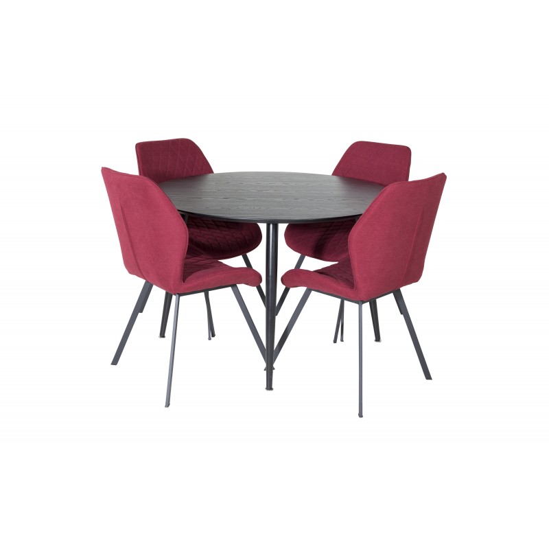 Dipp Rundt Spisebordssæt - Sort og - Rød