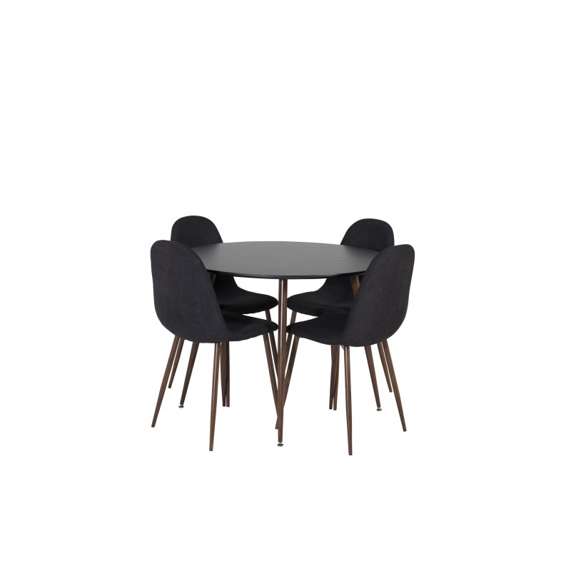 Plaza Rundt Spisebordssæt  - Sort og Natur