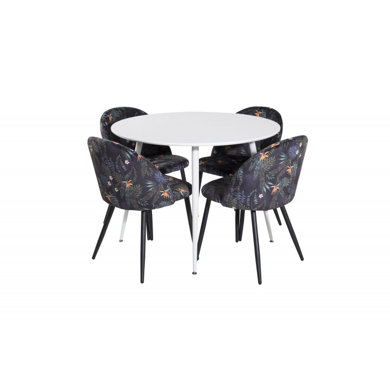 Plaza Rundt Spisebordssæt  - Sort og Hvid