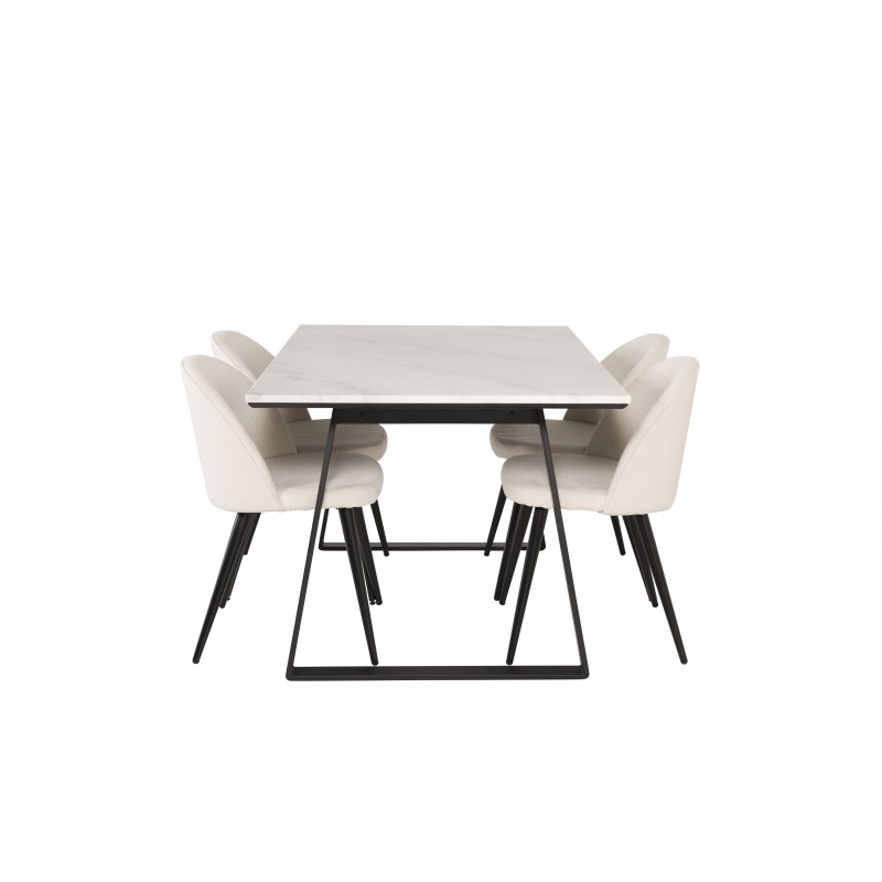 Estelle t Spisebordssæt  - Beige, Sort og Hvid