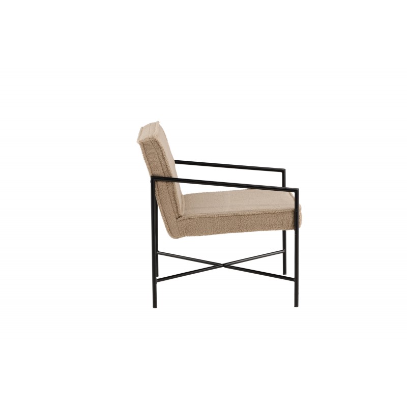 VENTURE DESIGN Rakel lænestol - beige bamsestof polyester og sort stål