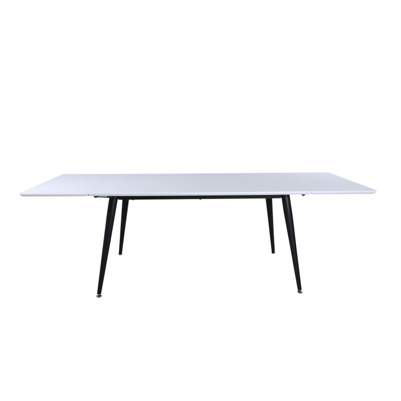 VENTURE DESIGN Jimmy spisebord, m. udtræk - hvid HPL og sort stål (150x90)