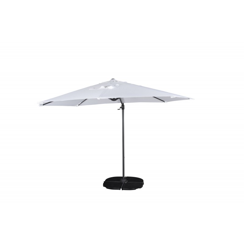 VENTURE DESIGN Leeds parasol med tilt, 3m - hvid, sort aluminium og stål