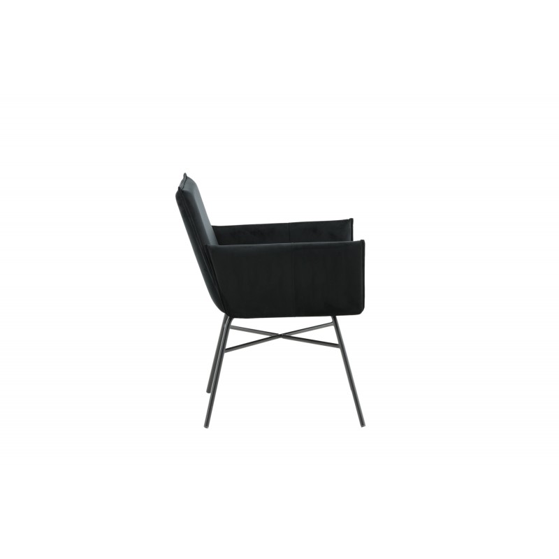 Petra spisestuestol med armlæn, velour sort