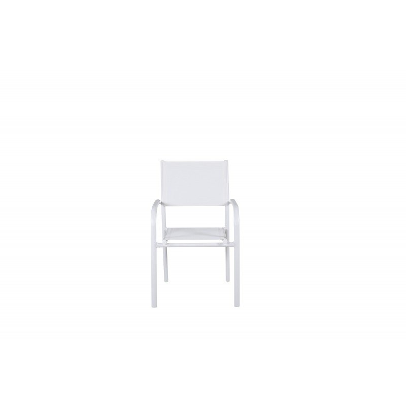 VENTURE DESIGN Santorini havestol m. armlæn - hvid stof og aluminium