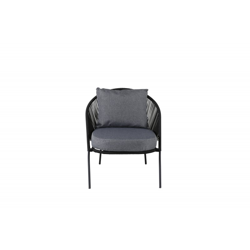 VENTURE DESIGN Lindos loungestol, m. hynde - sort polyester reb, aluminium og stål