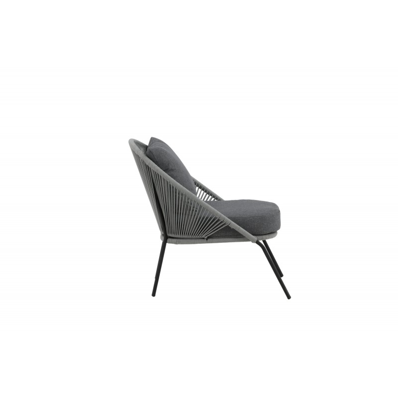 VENTURE DESIGN Lindos udendørs loungestol med hynde - grå med sort stel
