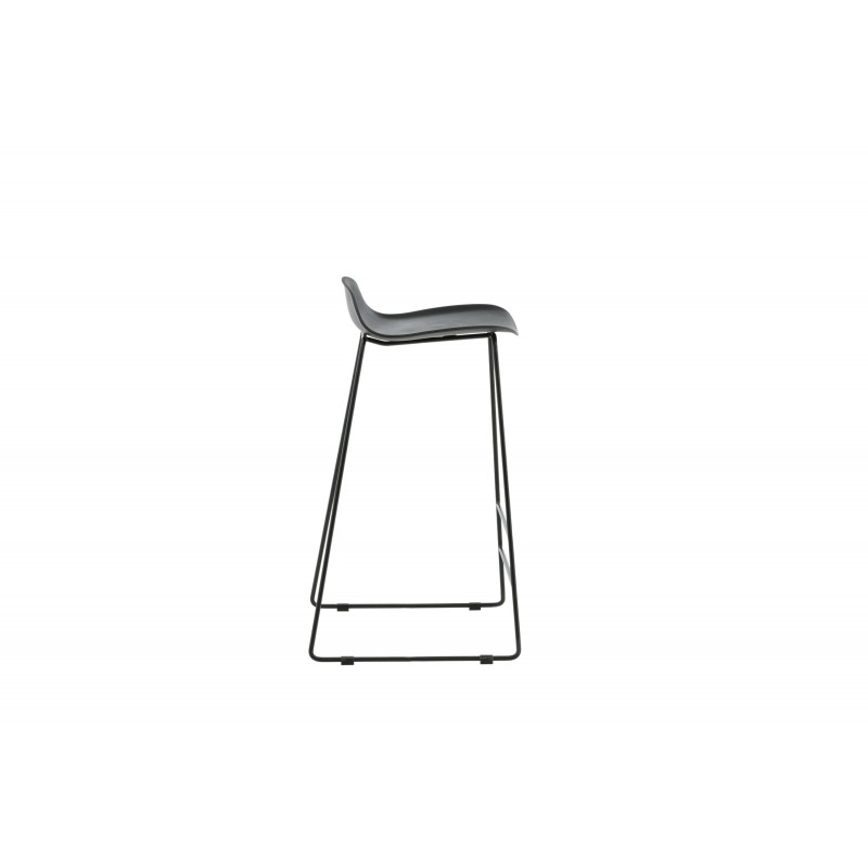 VENTURE DESIGN Wave barstol, m. ryglæn og fodstøtte - sort plast og sort metal